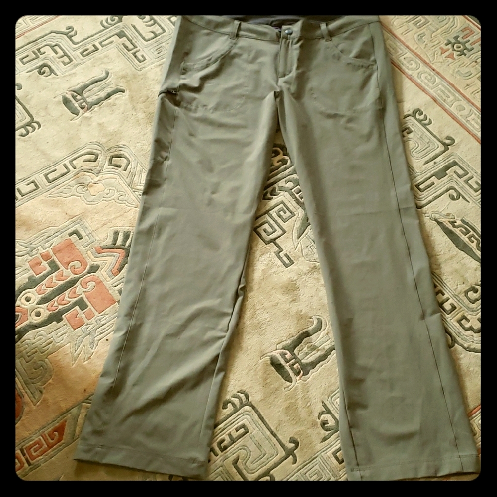 Women's Patagonia hiking pants. 14. Olive grey.